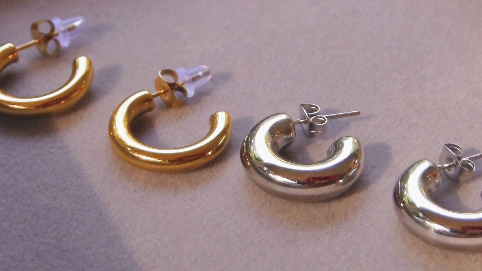 Silver C shaped hoops