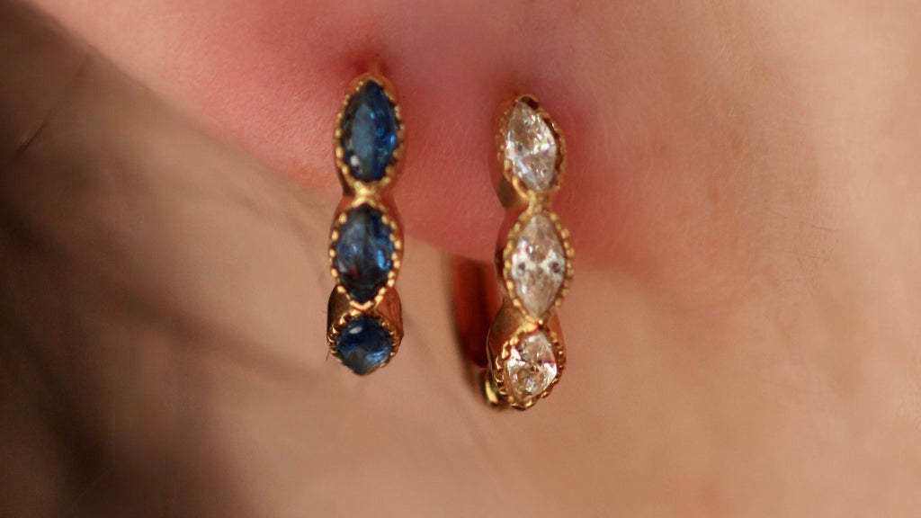 Three diamond beaded border hoops