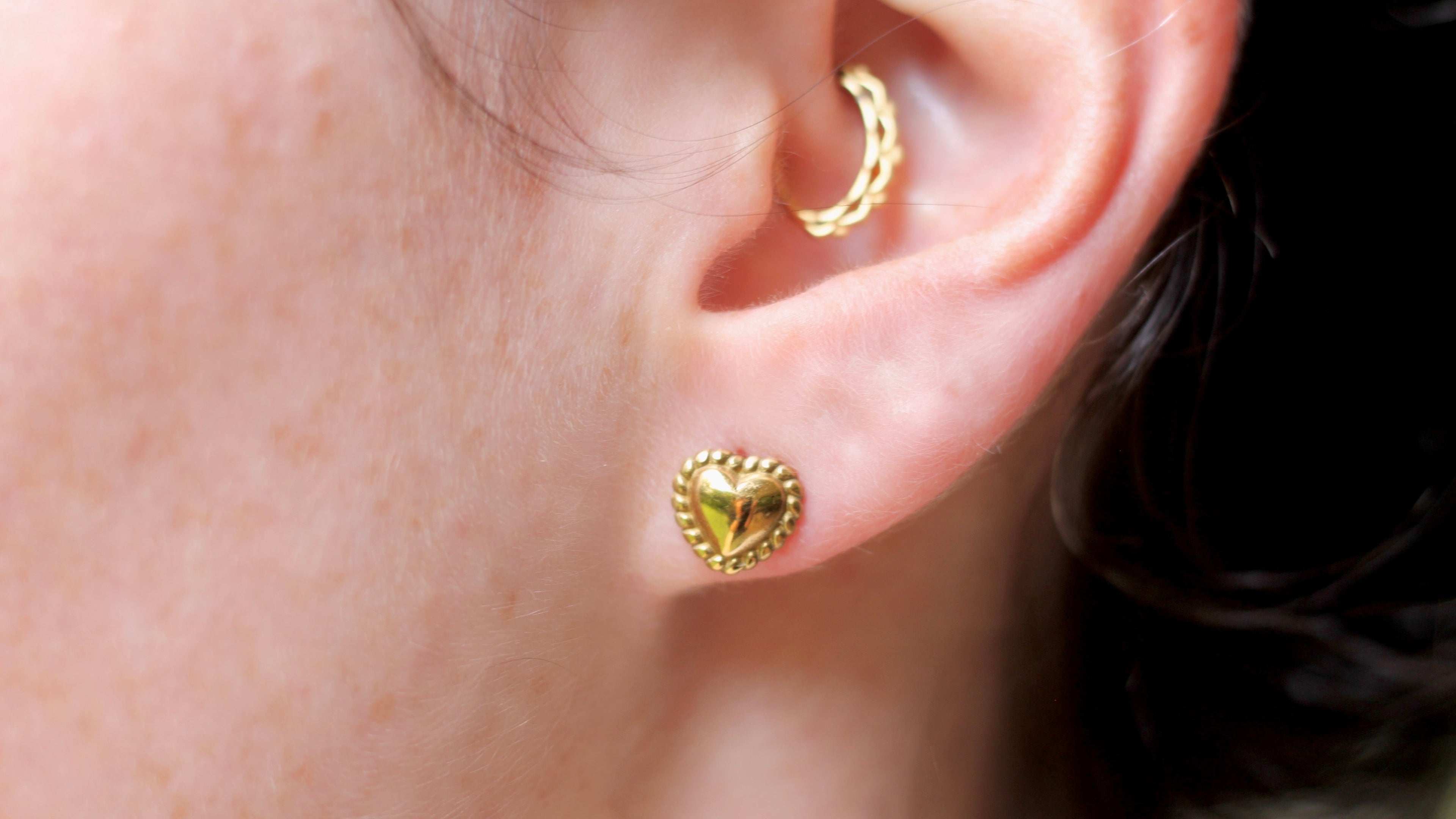 Beaded edge vintage style heart earrings