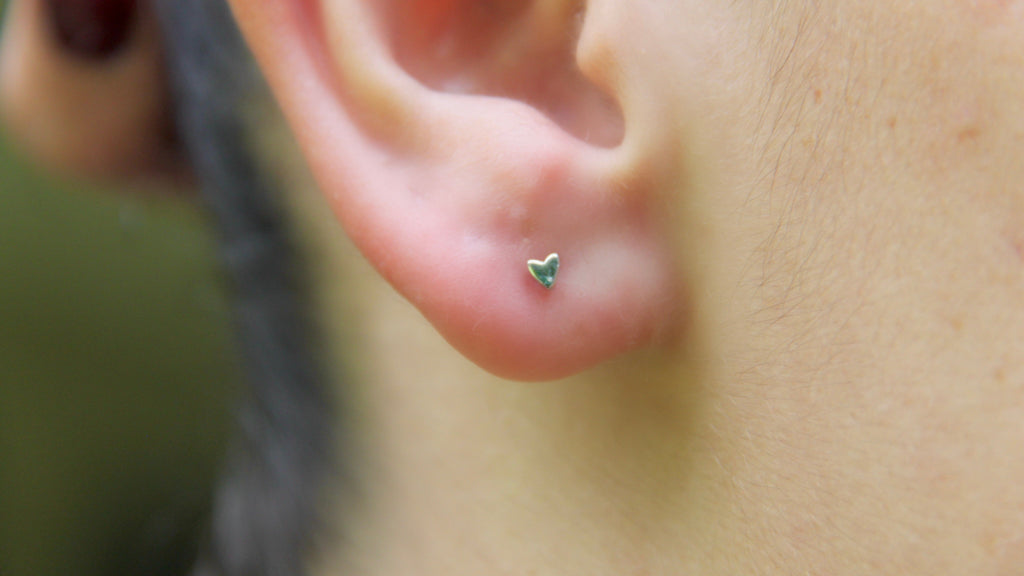 Tiny heart studs