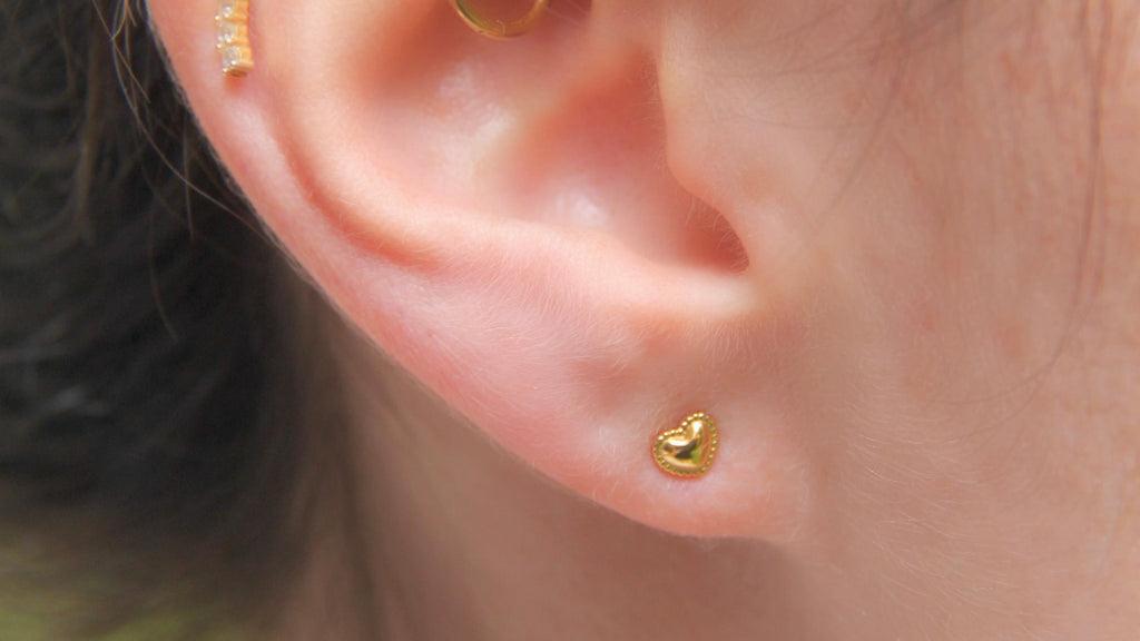 Micro beaded heart studs