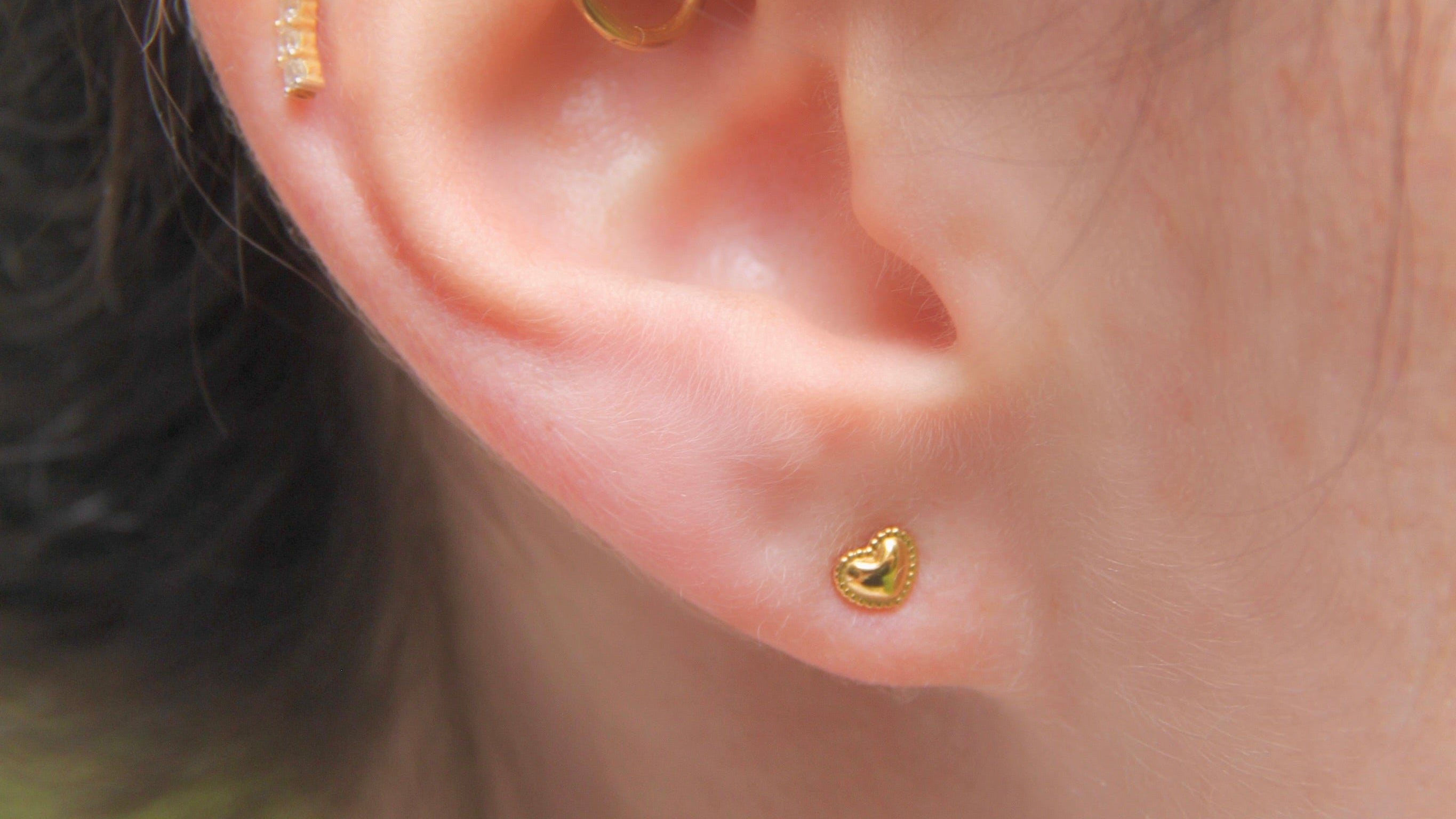 Micro beaded heart studs