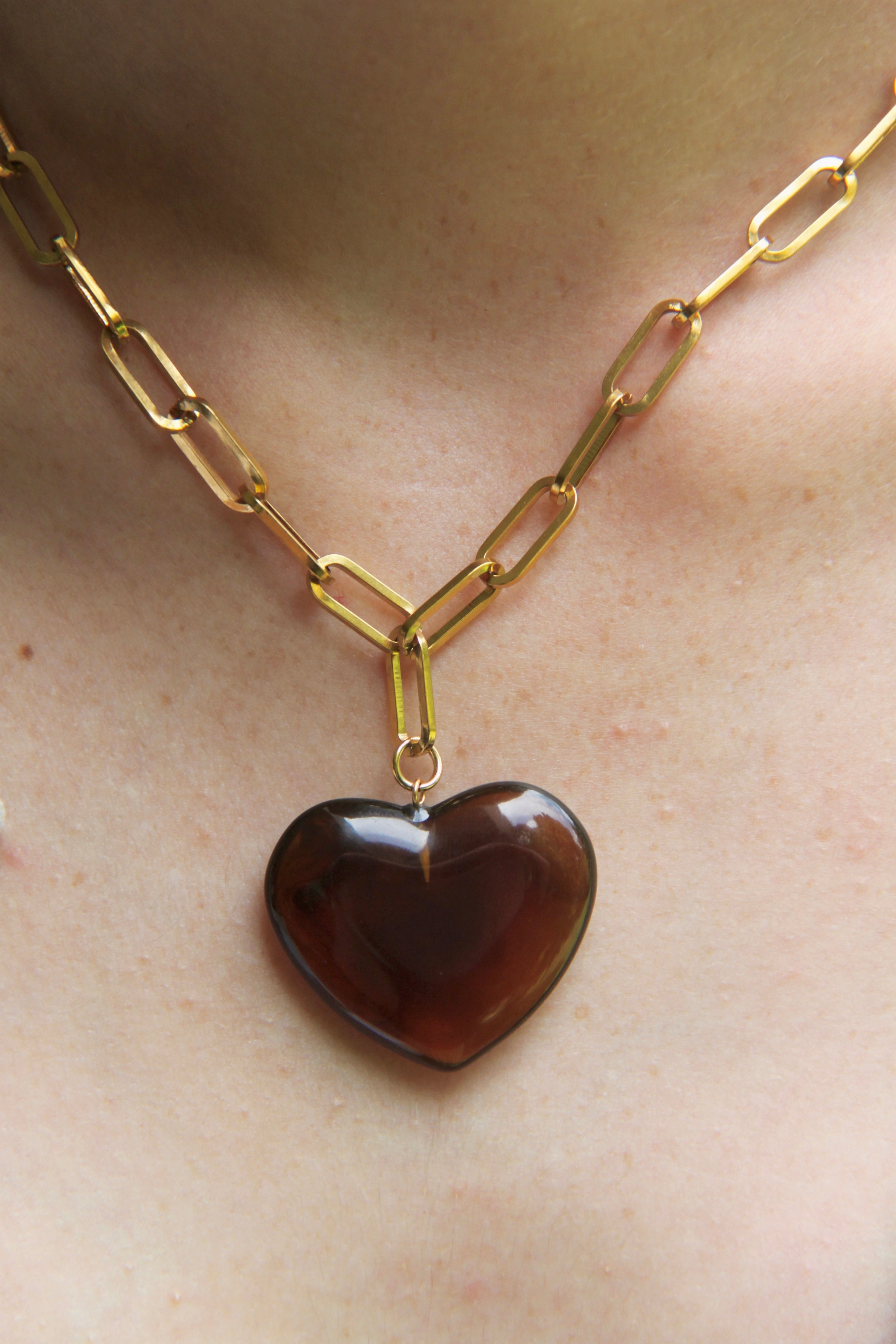 Amber, tigers eye stone statement necklace