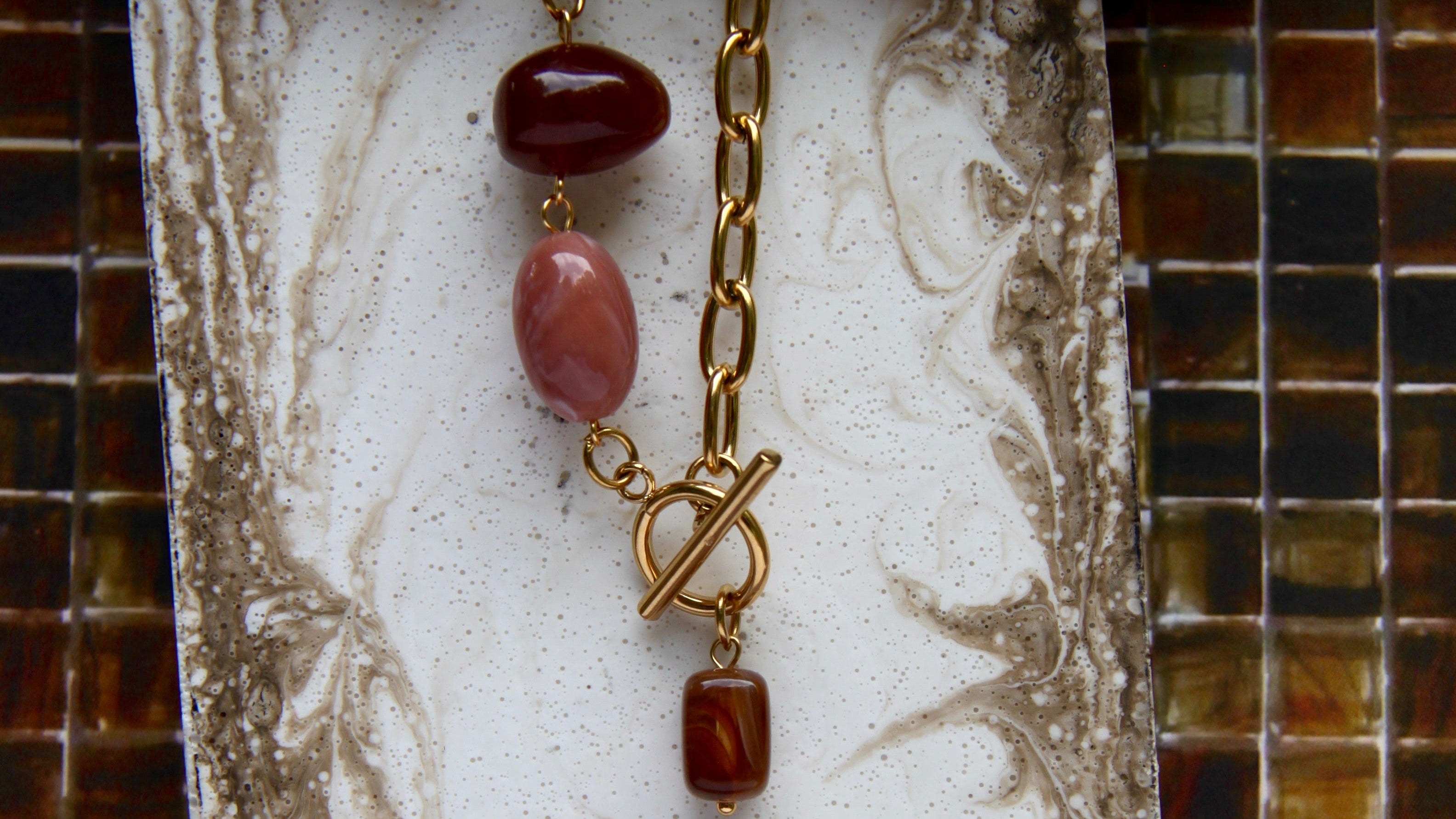 Pink toned stone bracelet