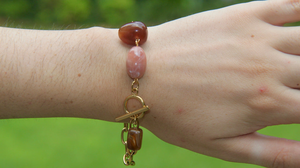 Pink toned stone bracelet