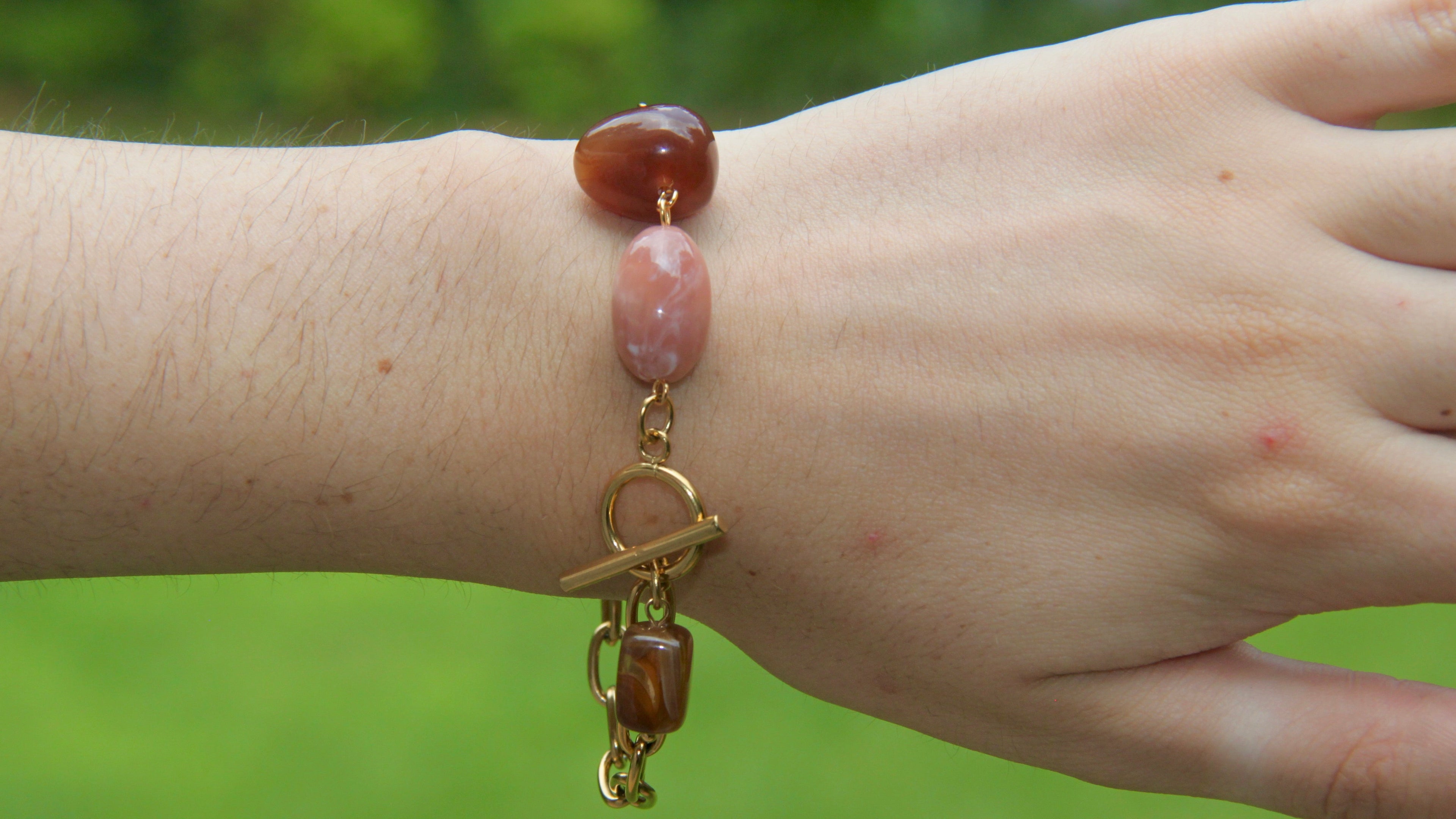 Pink toned stone bracelet