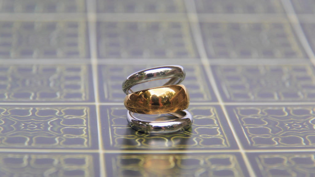 Mixed metal chunky layered ring