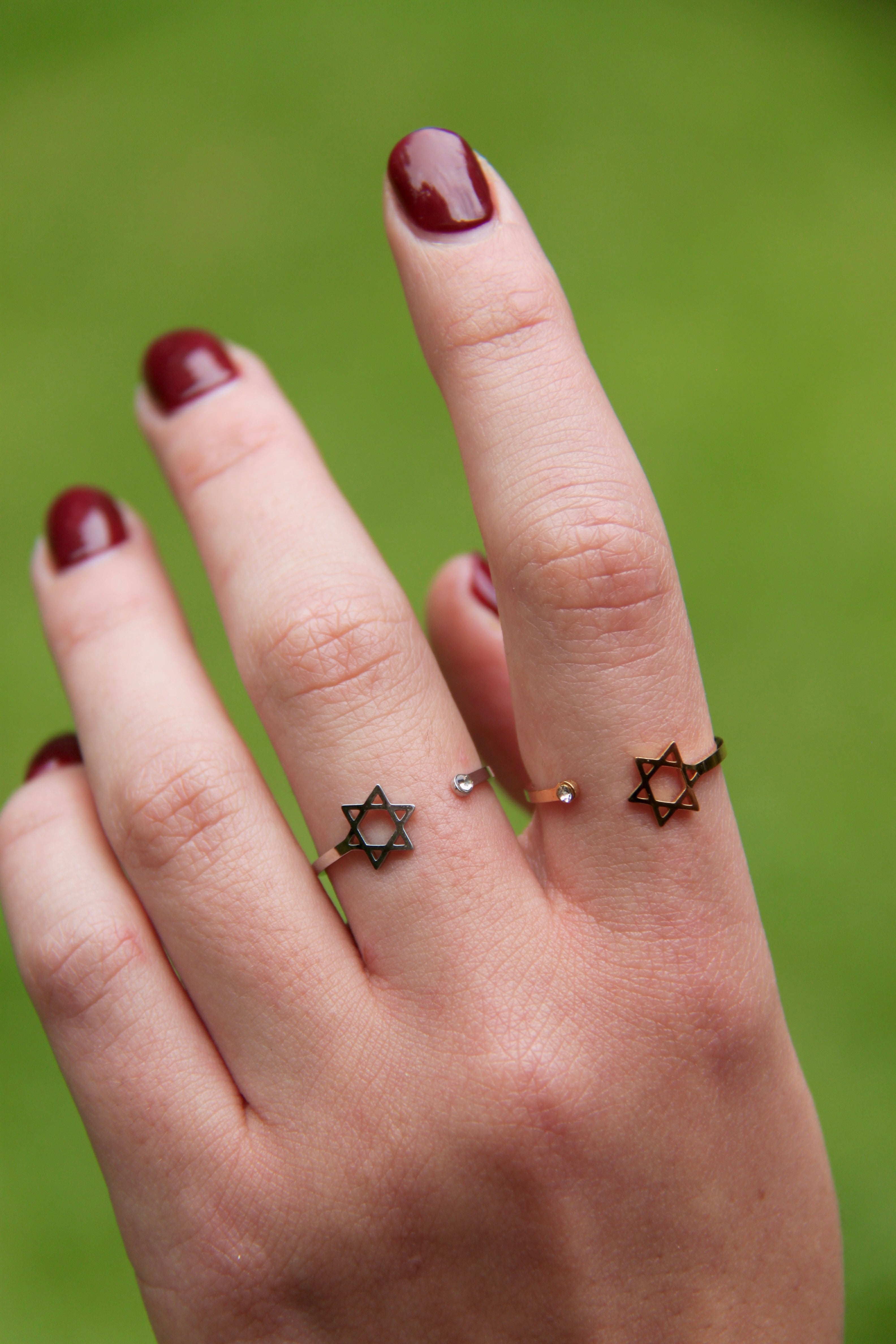 Star of David and diamond rings