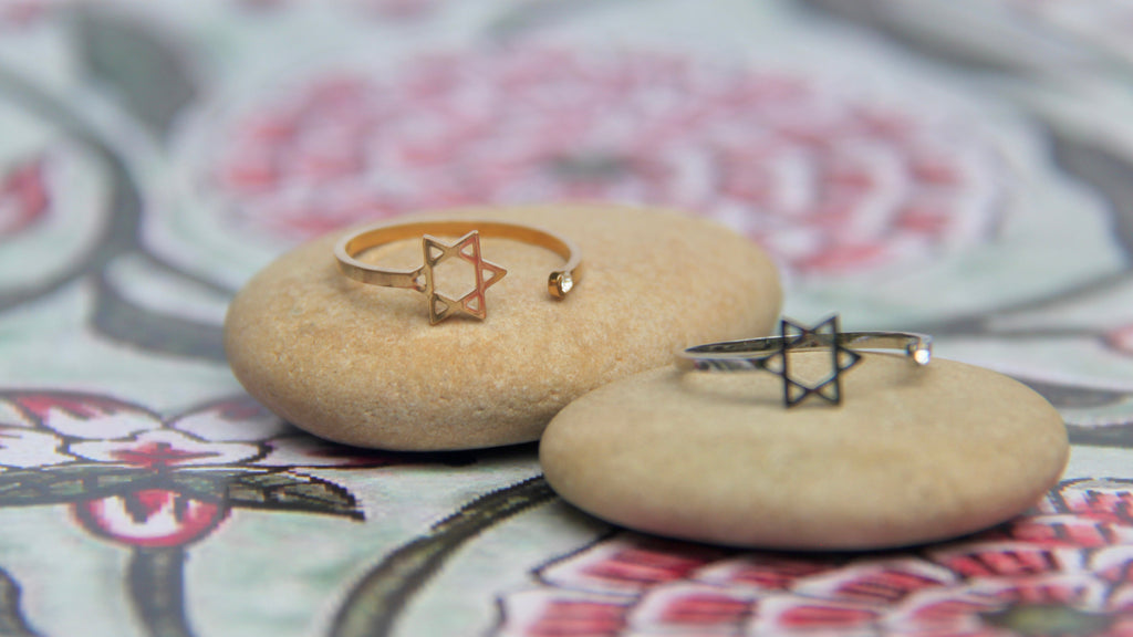 Star of David and diamond rings