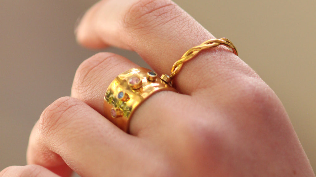 Thin braided stacking ring