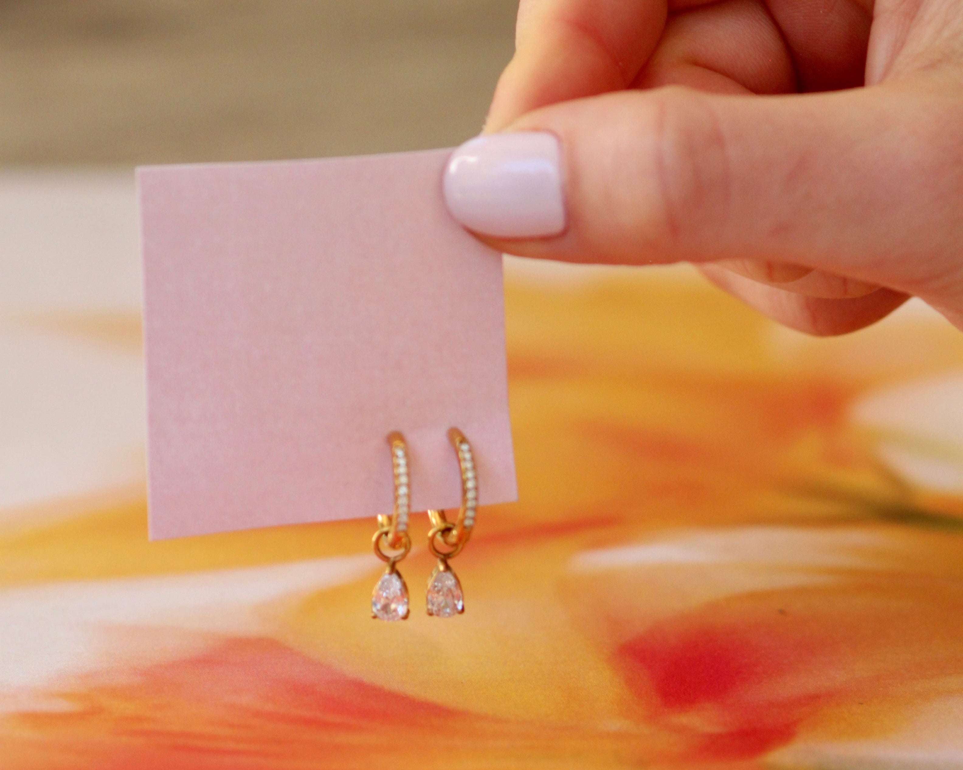 Hanging diamond teardrop hoop