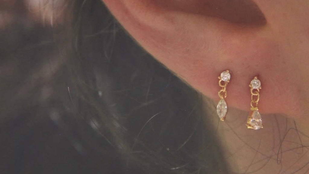 Pack of 2 asymmetrical earrings