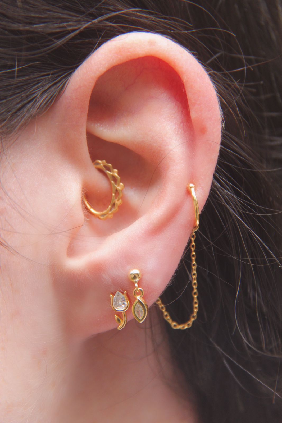 Tassel diamond earring cuff