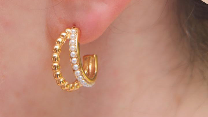 Double layer pearl hoops