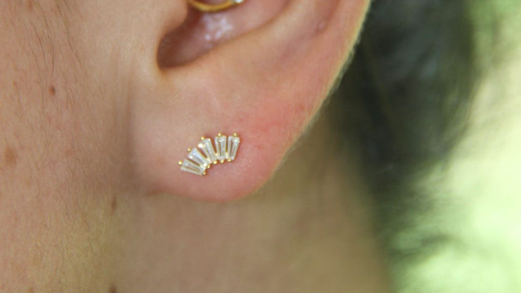 Diamond half fan studs