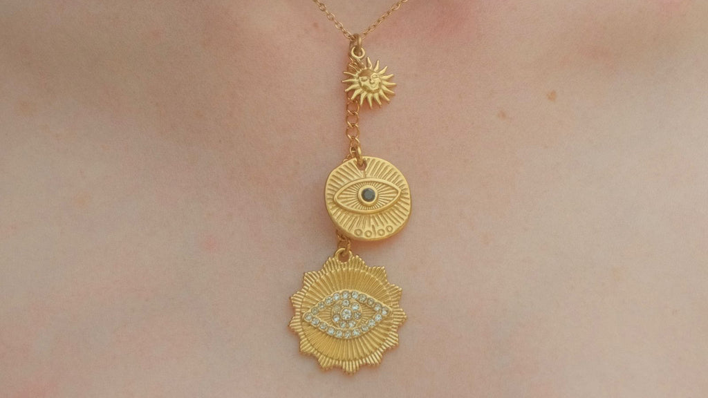 Evil eyes long pendant necklace