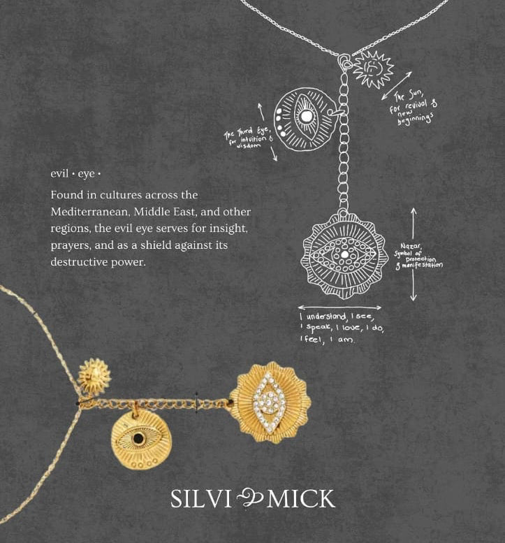 Evil eyes long pendant necklace