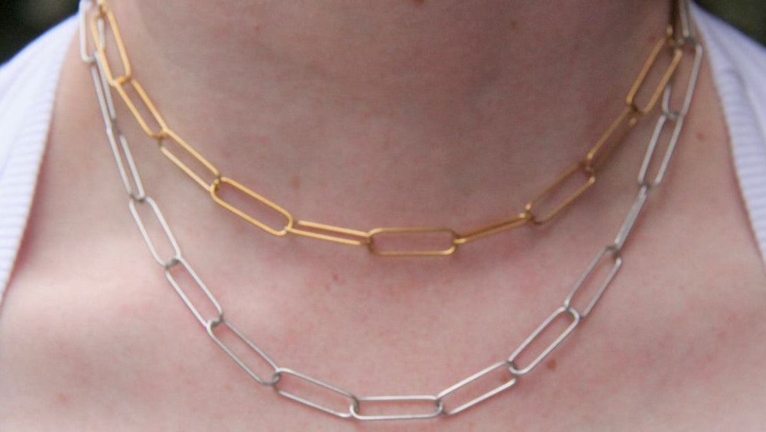 Longer thin paperclip necklace
