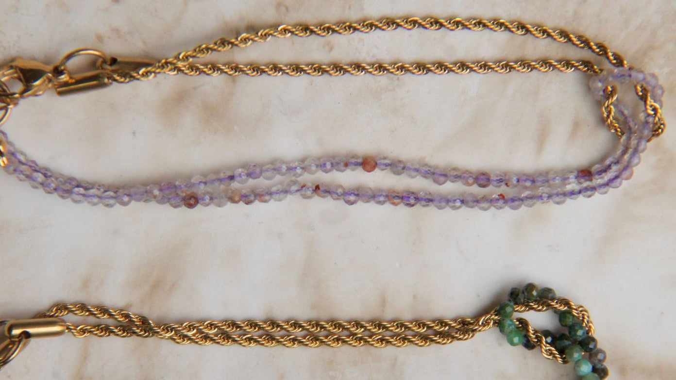 Lilac tied knot bracelet