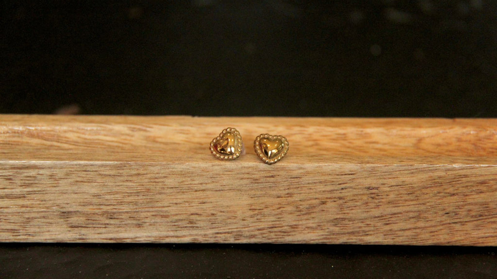 Beaded edge vintage style heart earrings