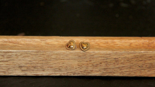 Beaded edge vintage style heart earrings